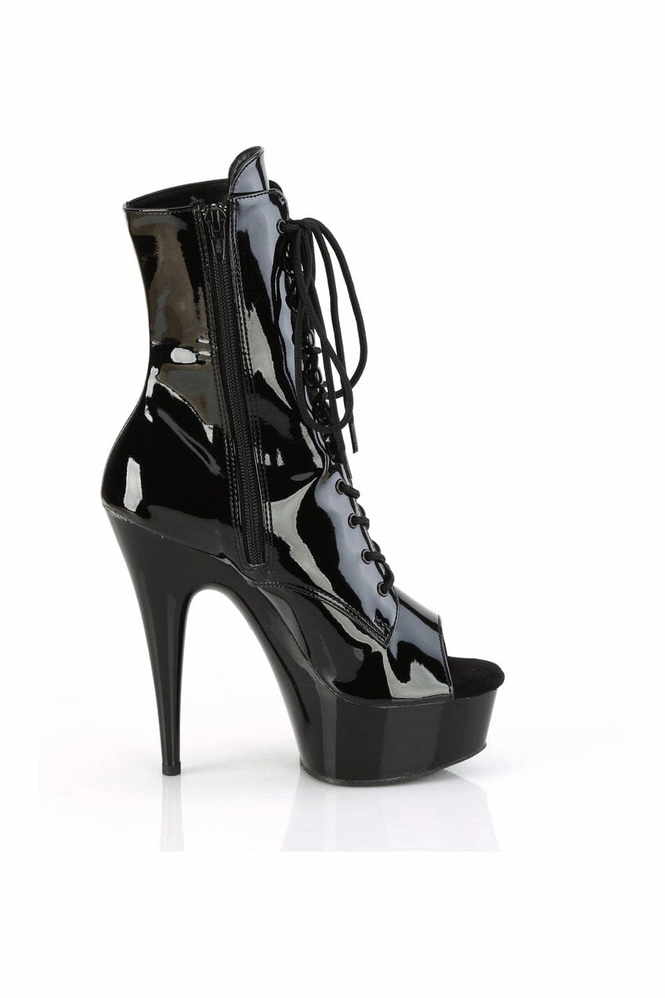 DELIGHT-1021 Black Patent Ankle Boot