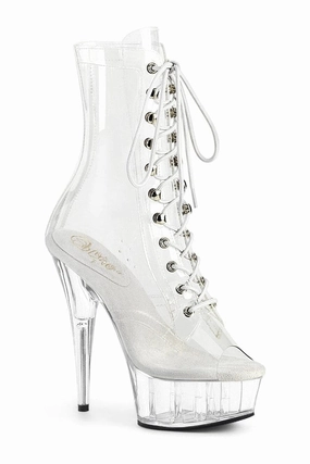 DELIGHT-1021C Clear Vinyl Ankle Boot