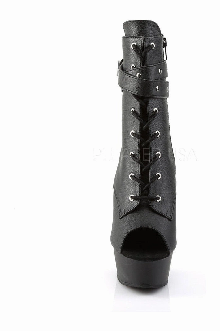 DELIGHT-1033 Platform Boot  | Black Faux Leather
