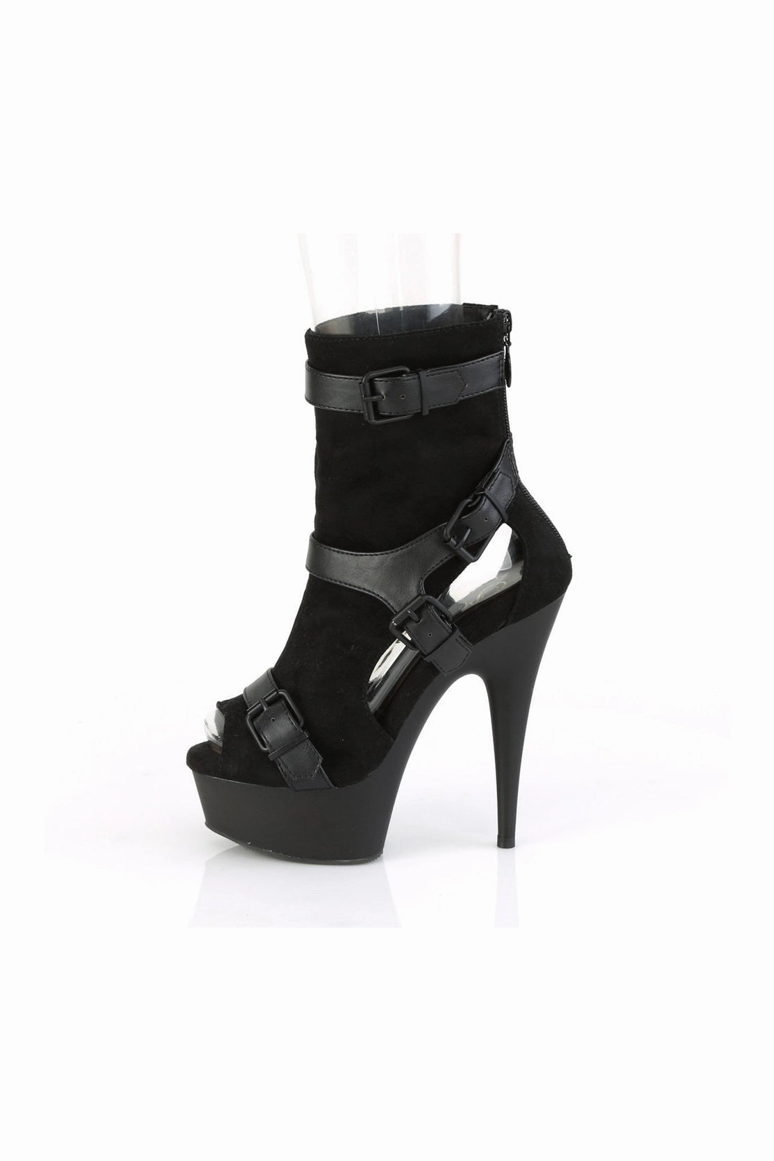 DELIGHT-1037 Exotic Ankle Boot | Black Faux Suede