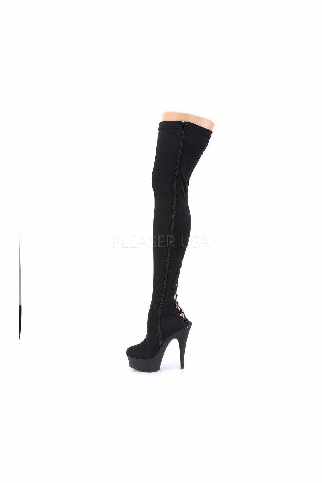 DELIGHT-3003 Platform Thigh Boot | Black Lycra