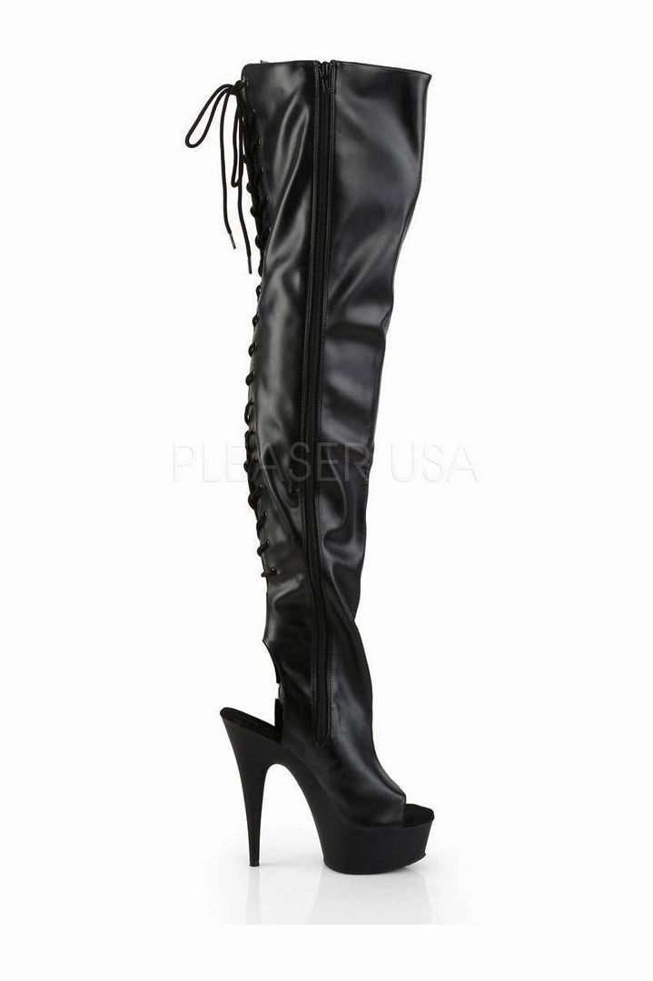 DELIGHT-3017 Platform Boot  | Black Faux Leather