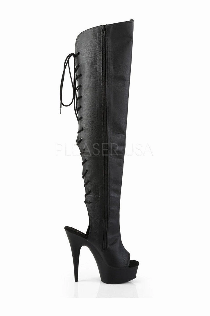 DELIGHT-3019 Platform Boot  | Black Faux Leather