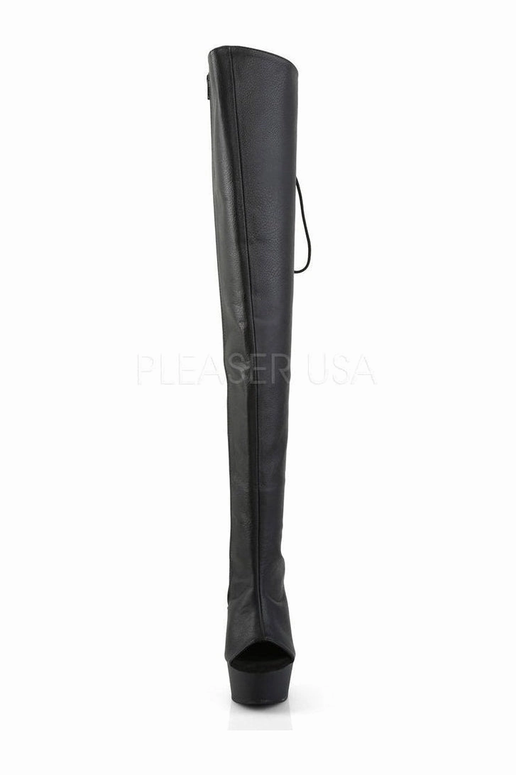 DELIGHT-3019 Platform Boot  | Black Faux Leather