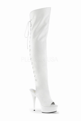 DELIGHT-3019 Platform Boot  | White Faux Leather