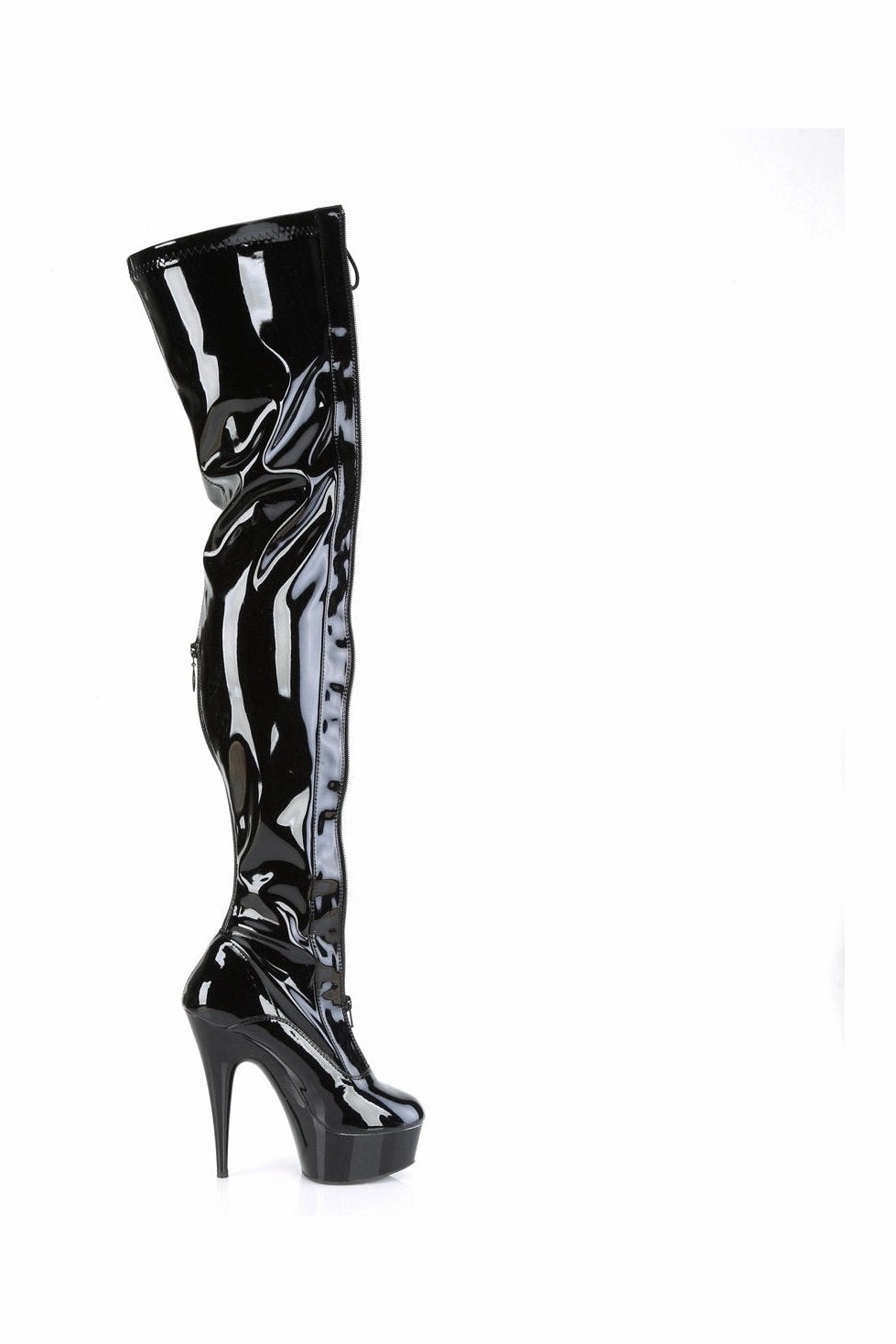 DELIGHT-3027 Thigh Boot | Black Patent