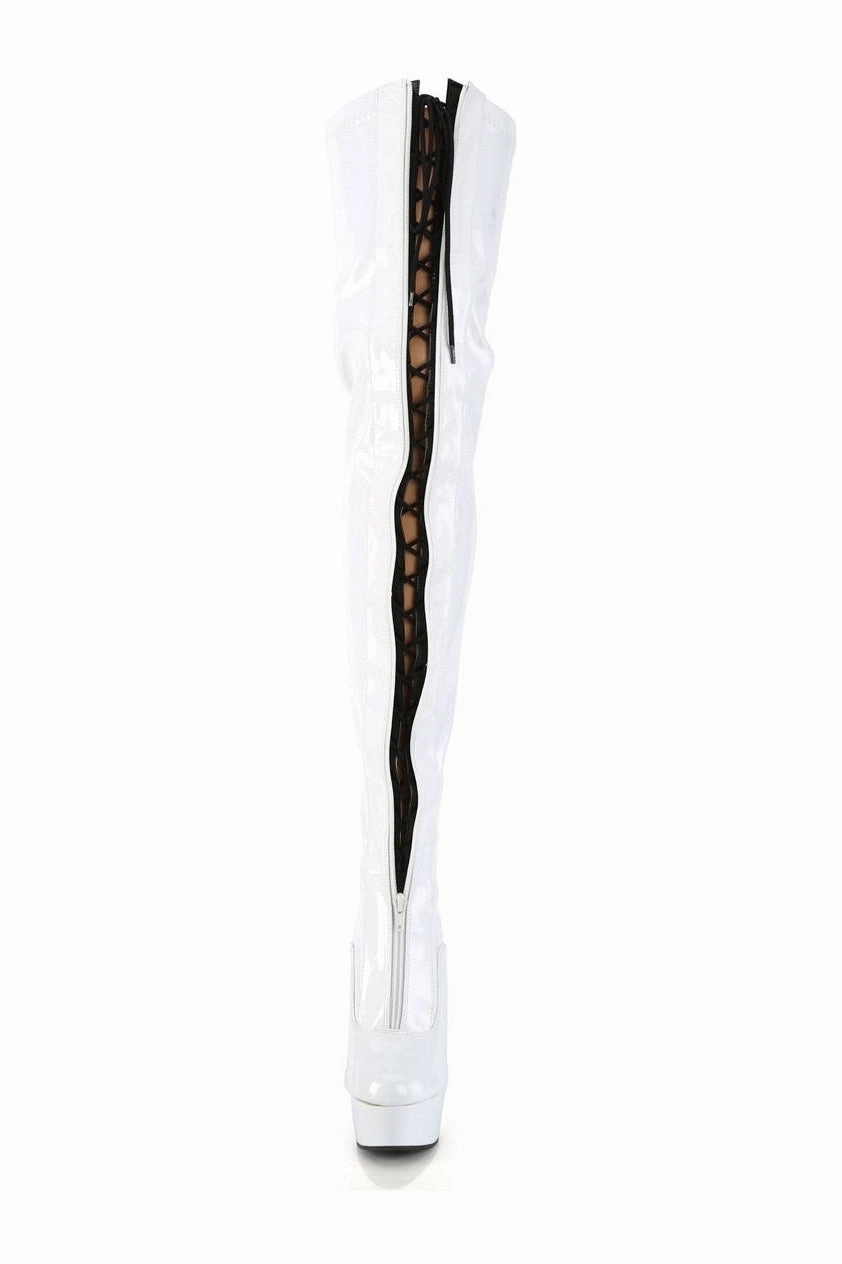 DELIGHT-3027 Thigh Boot | White Patent