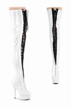 DELIGHT-3027 Thigh Boot | White Patent