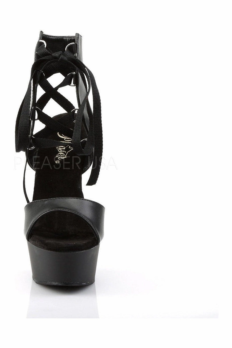 DELIGHT-600-14 Platform Sandal  | Black Faux Leather