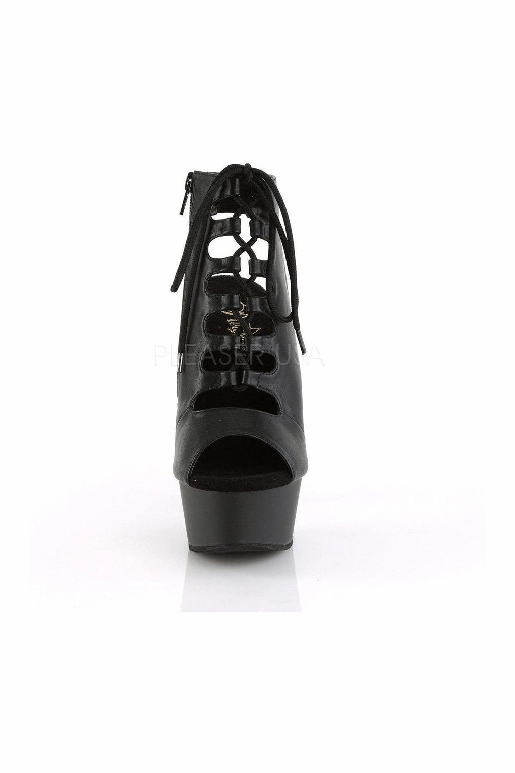 DELIGHT-600-20 Platform Boot | Black Faux Leather