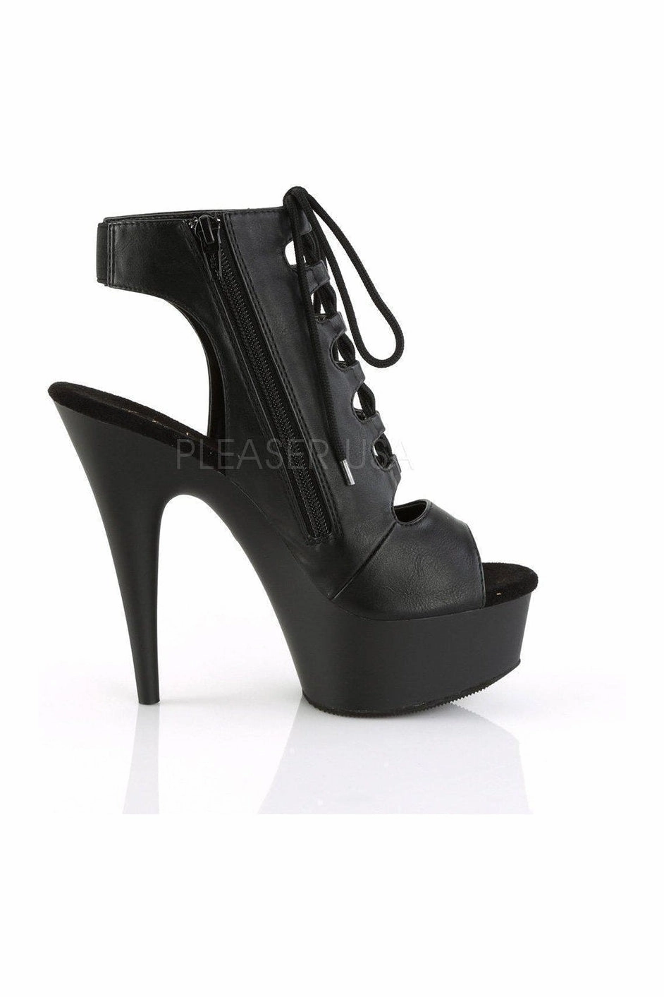 DELIGHT-600-20 Platform Boot | Black Faux Leather