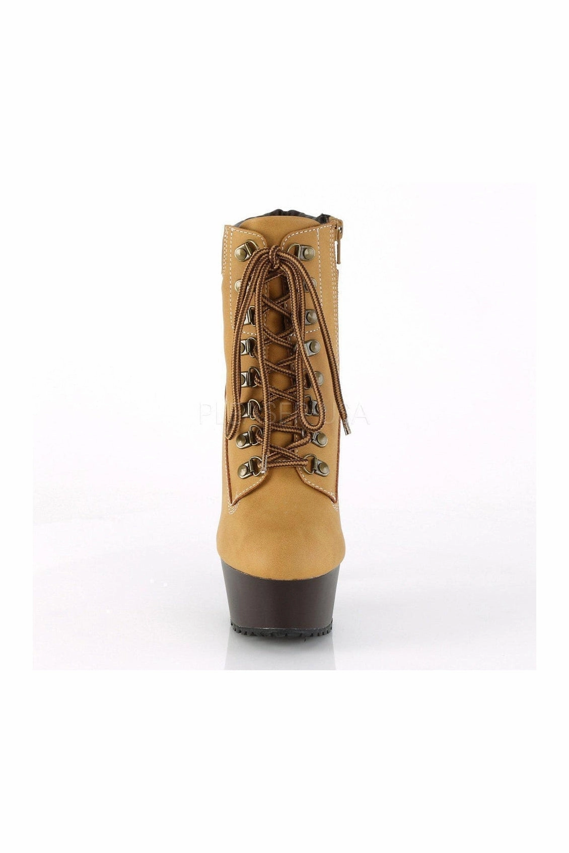 DELIGHT-600TL-02 Platform Ankle Boot | Brown Faux Leather