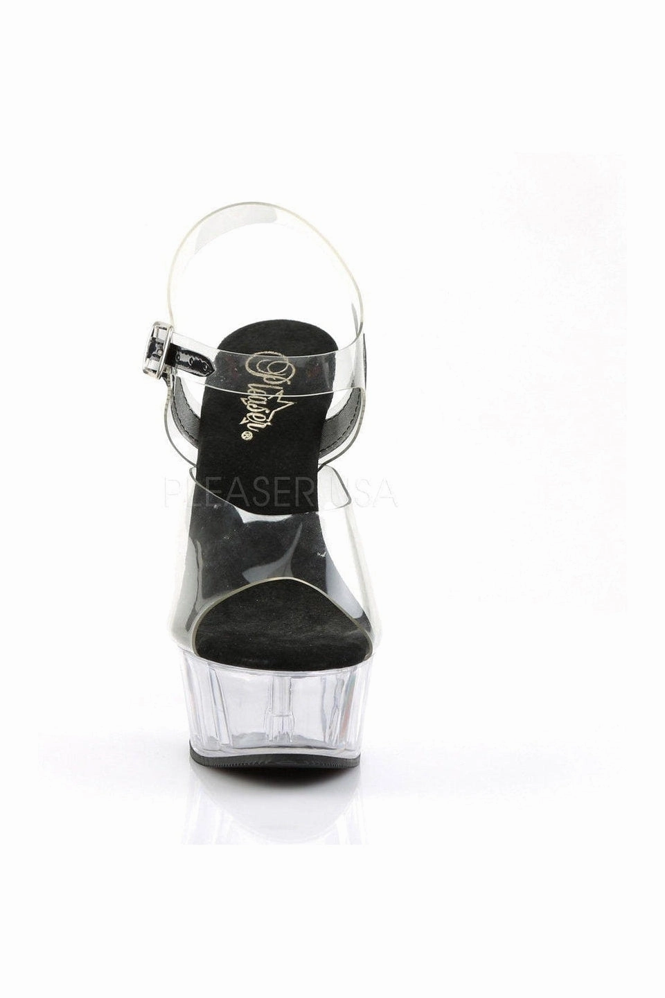 DELIGHT-608 Platform Sandal  | Black Vinyl