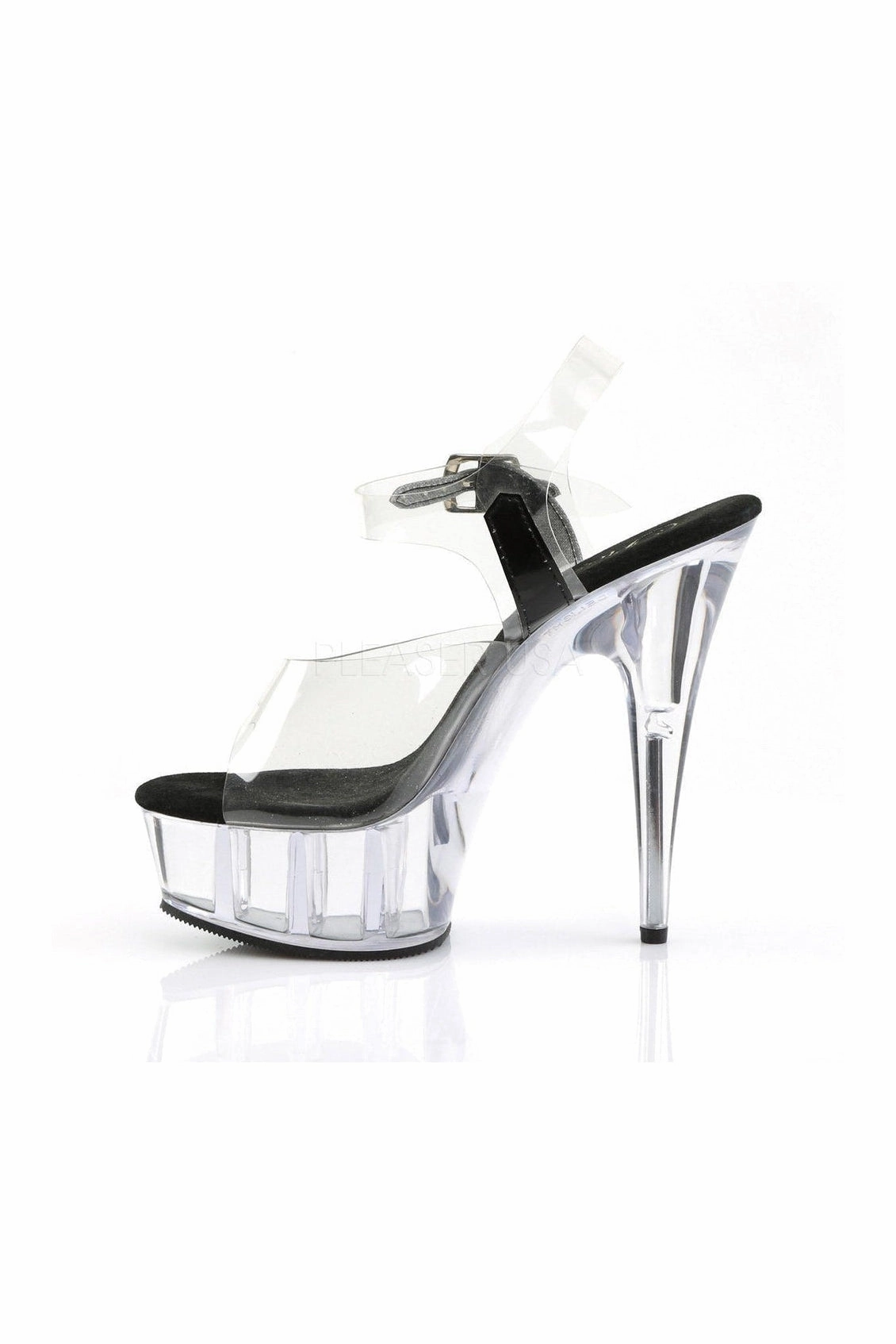 DELIGHT-608 Platform Sandal  | Black Vinyl