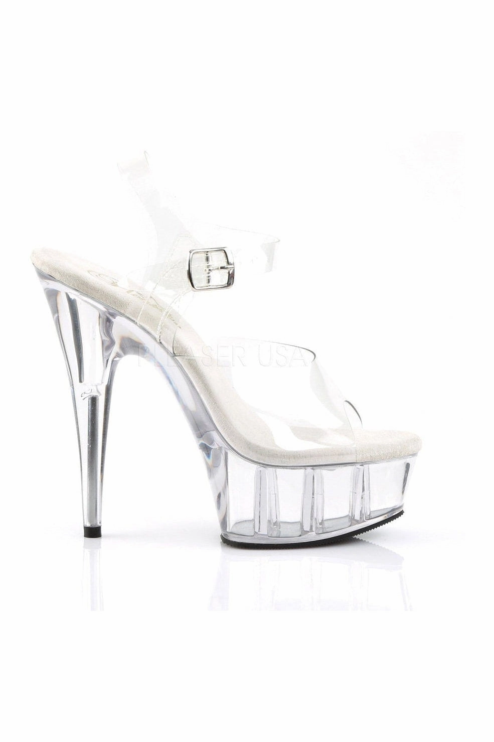 DELIGHT-608 Platform Sandal  | Clear Vinyl