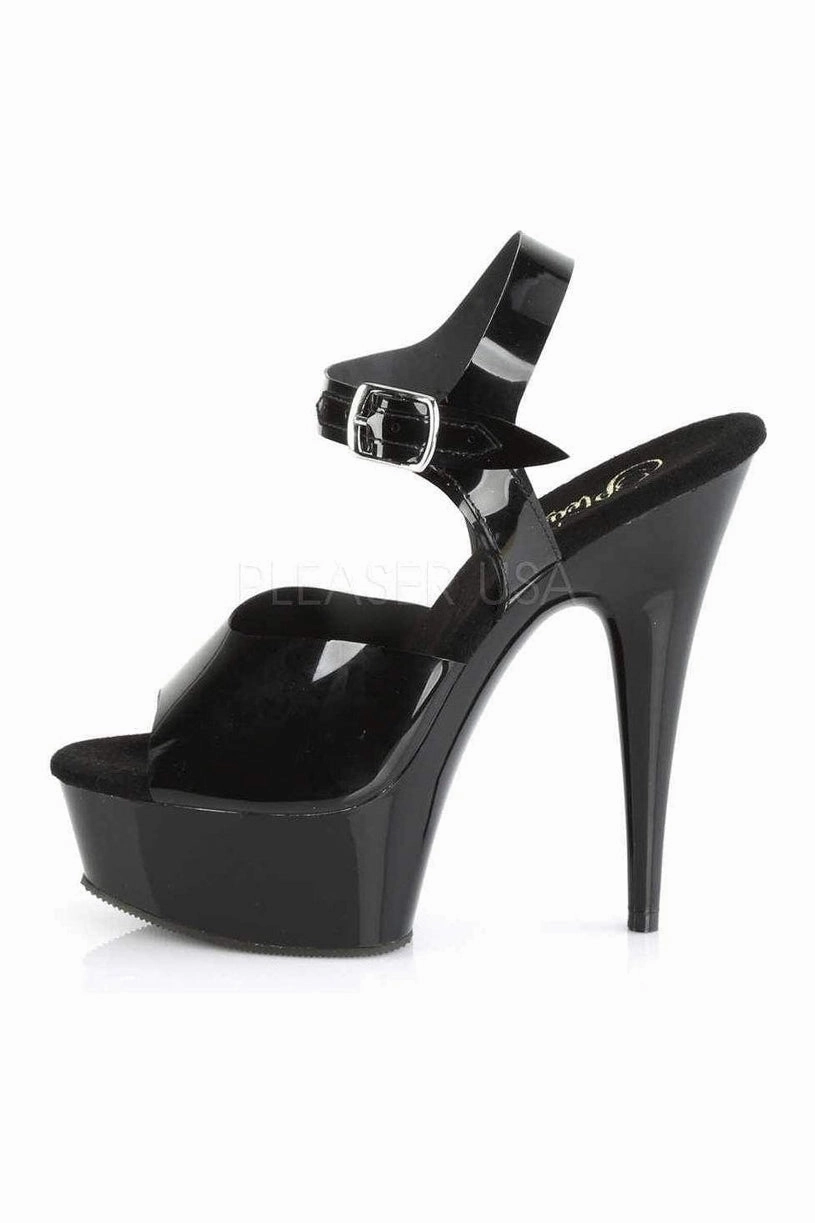 DELIGHT-608N Platform Sandal | Black Faux Leather