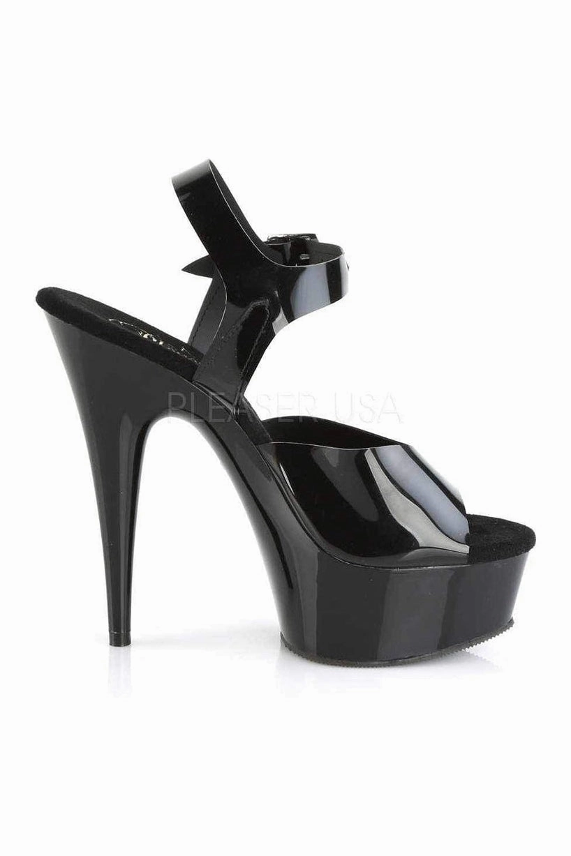 DELIGHT-608N Platform Sandal | Black Faux Leather
