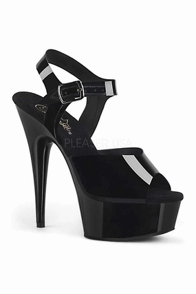 DELIGHT-608N Platform Sandal | Black Faux Leather