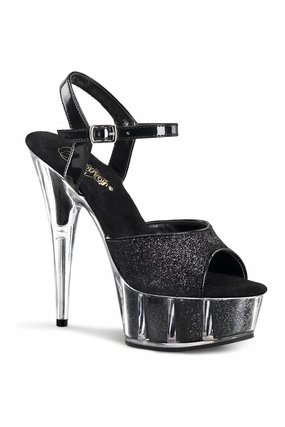 DELIGHT-609-5G Sandal | Black Glitter