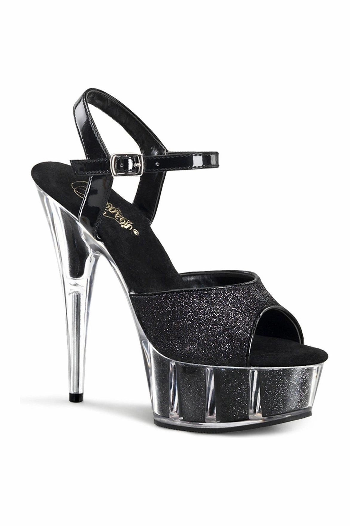 DELIGHT-609-5G Sandal | Black Glitter