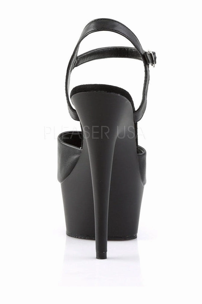 DELIGHT-609 Platform Sandal  | Black Faux Leather