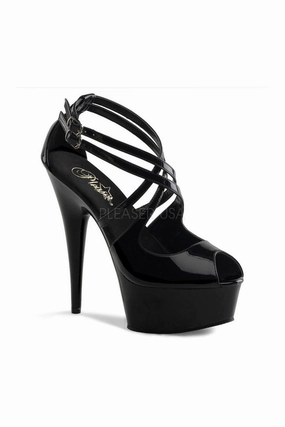 DELIGHT-612 Platform Sandal  | Black Patent