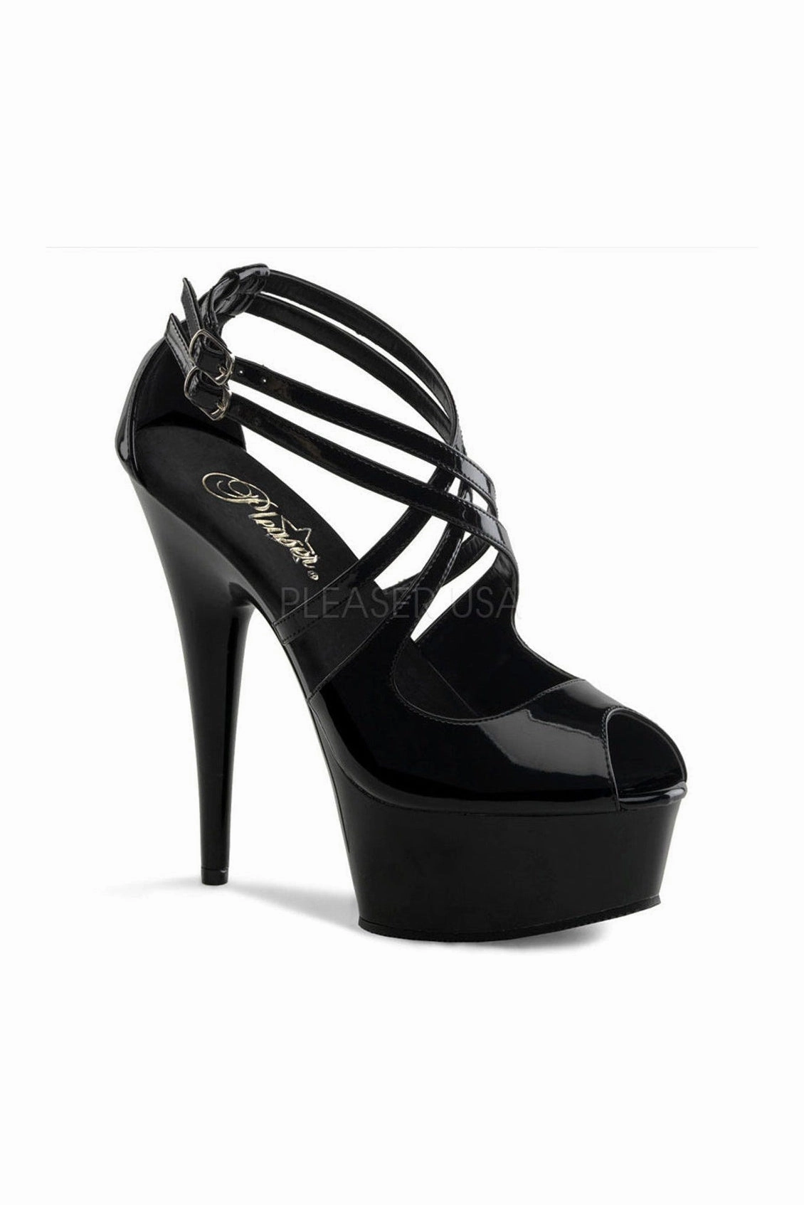DELIGHT-612 Platform Sandal  | Black Patent