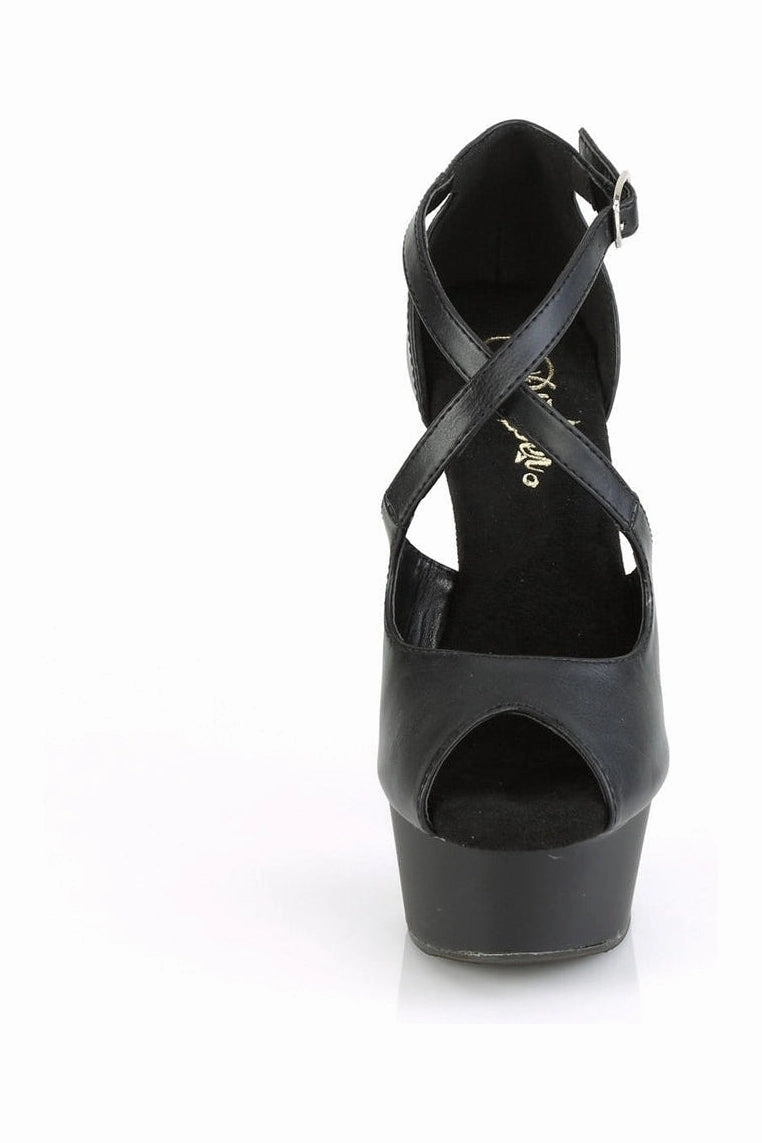 DELIGHT-621 Exotic Sandal | Black Faux Leather