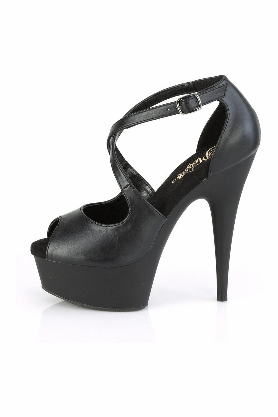 DELIGHT-621 Exotic Sandal | Black Faux Leather