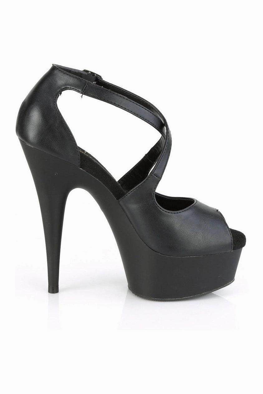 DELIGHT-621 Exotic Sandal | Black Faux Leather