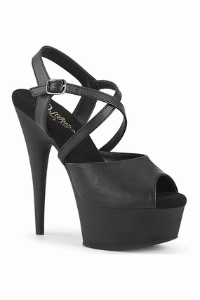 DELIGHT-624-1 Black Faux Leather Sandal