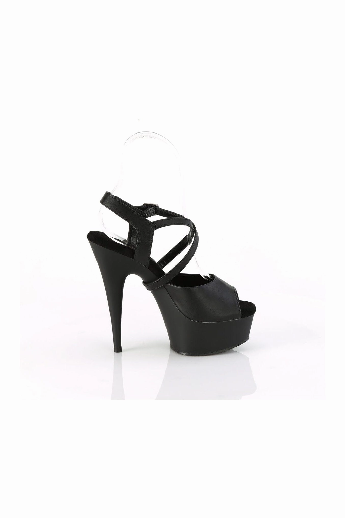 DELIGHT-624-1 Black Faux Leather Sandal