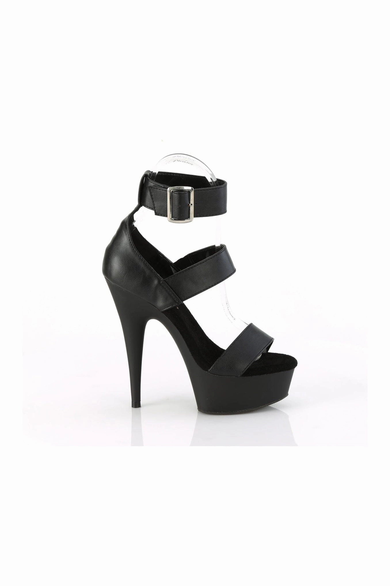DELIGHT-629 Black Faux Leather Sandal