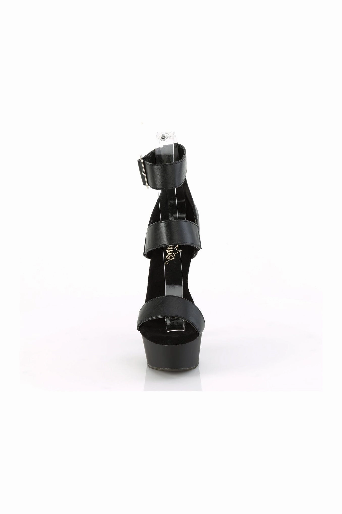 DELIGHT-629 Black Faux Leather Sandal
