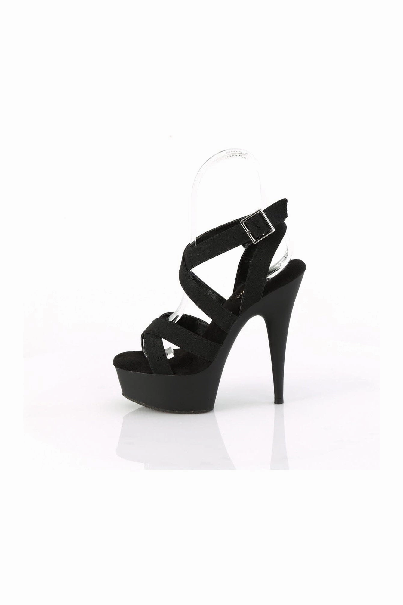 DELIGHT-638 Black Faux Leather Sandal