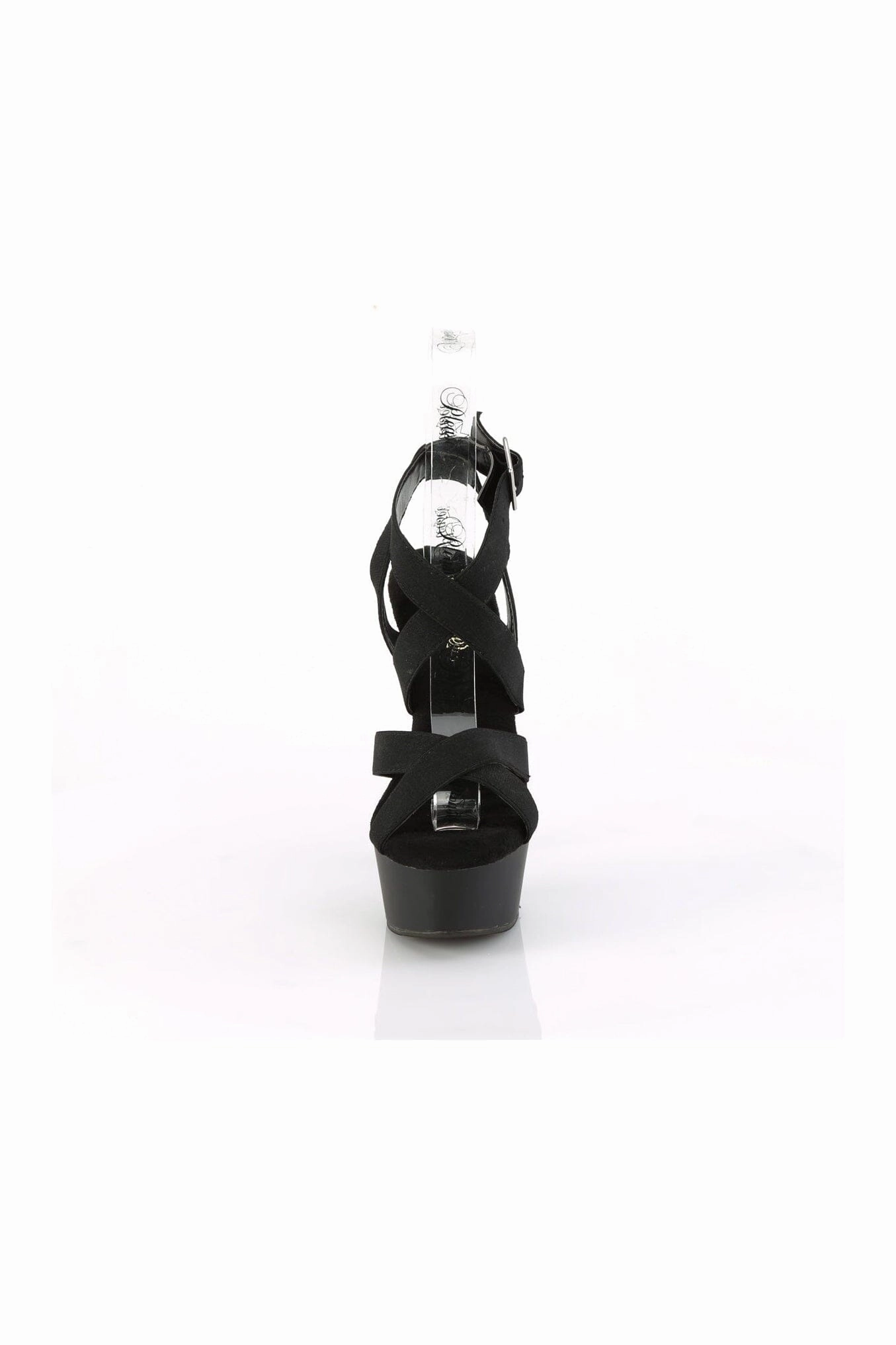 DELIGHT-638 Black Faux Leather Sandal