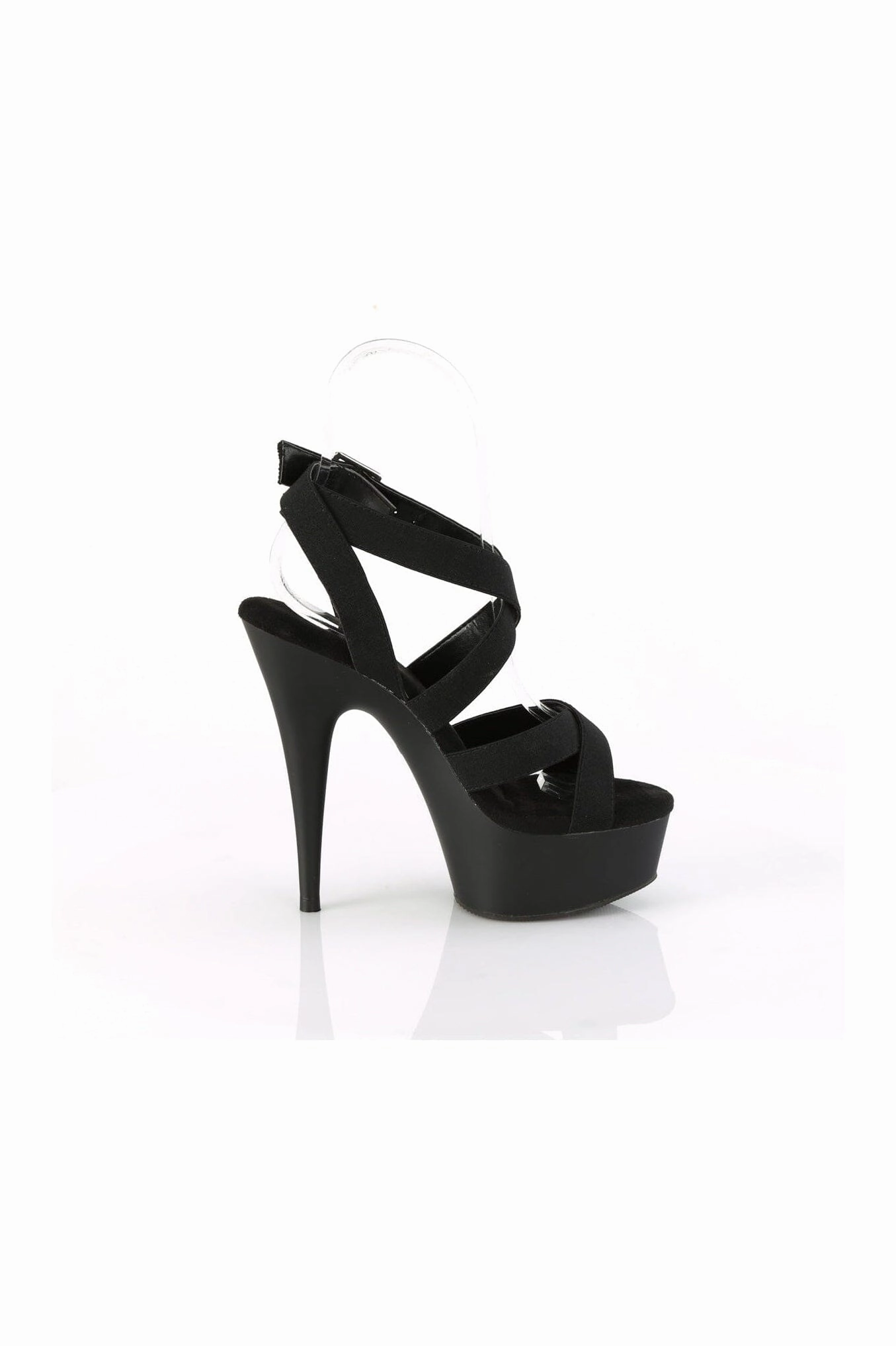 DELIGHT-638 Black Faux Leather Sandal