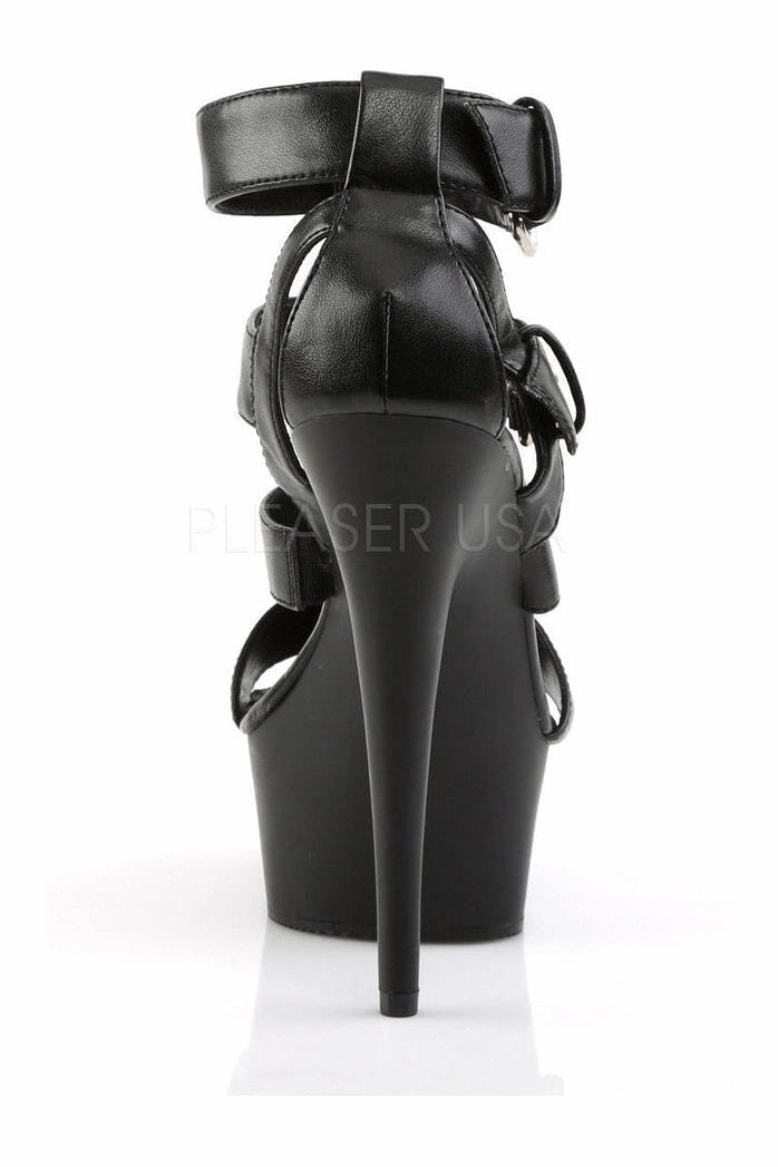 DELIGHT-658 Platform Sandal  | Black Faux Leather