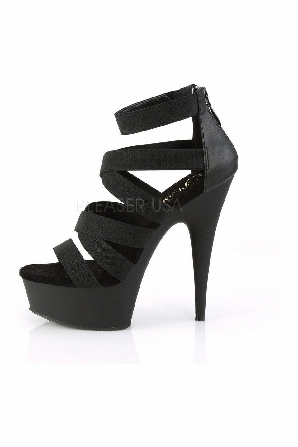 DELIGHT-659 Platform Sandal  | Black Elastic