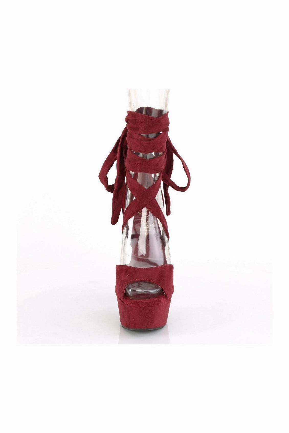 DELIGHT-679 Exotic Sandal | Burgundy Faux Suede