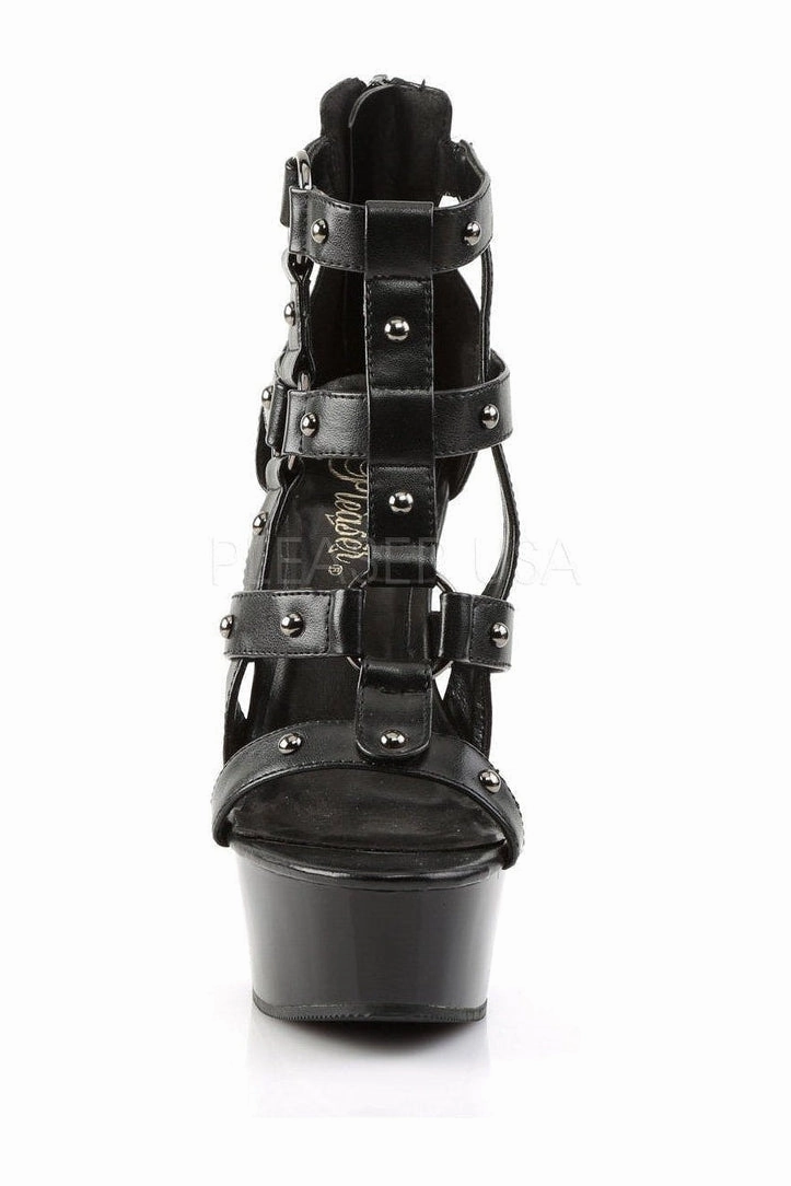 DELIGHT-682 Platform Sandal  | Black Faux Leather