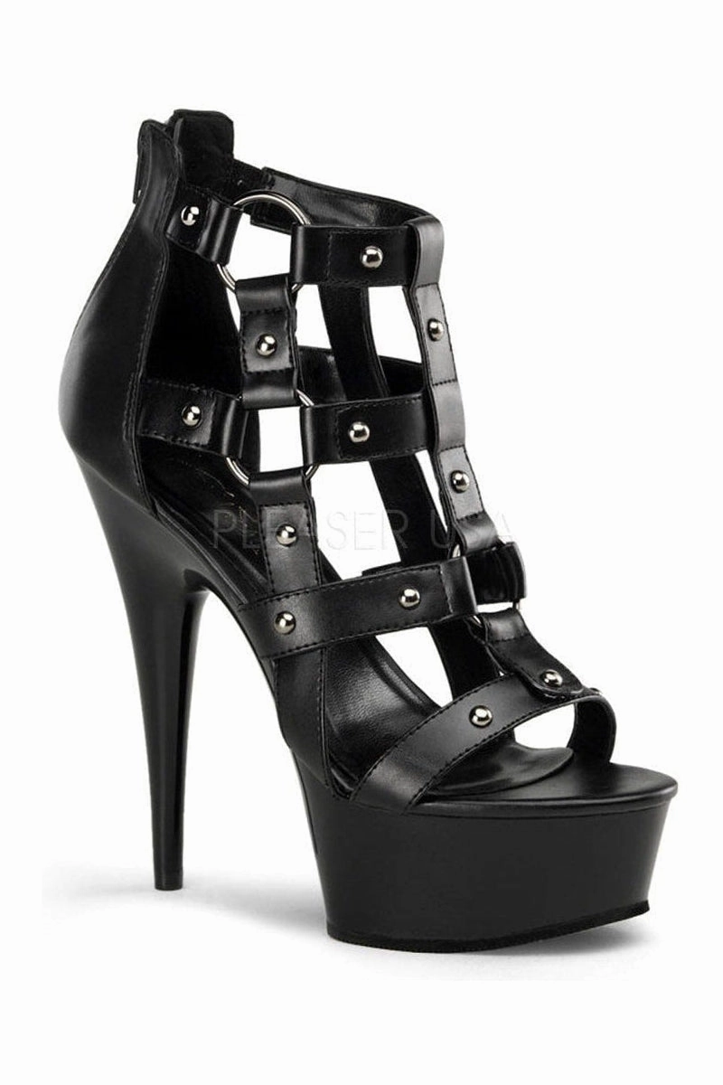 DELIGHT-682 Platform Sandal  | Black Faux Leather