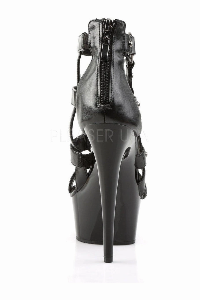 DELIGHT-682 Platform Sandal  | Black Faux Leather