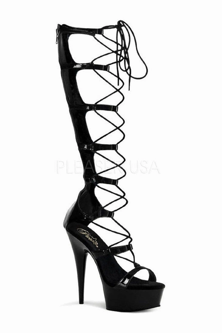 DELIGHT-698 Platform Sandal  | Black Patent