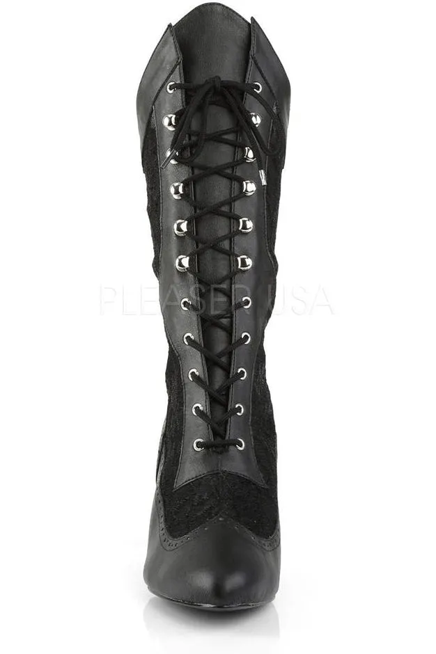 DIVINE-1050 Knee Boot  | Black Faux Leather