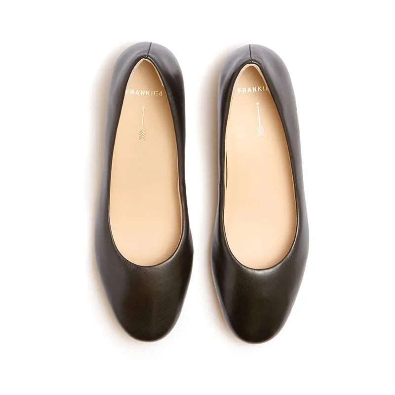 DORSET - BLACK LEATHER FLATS
