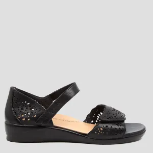 DUSTY W - BLACK LEATHER SANDALS
