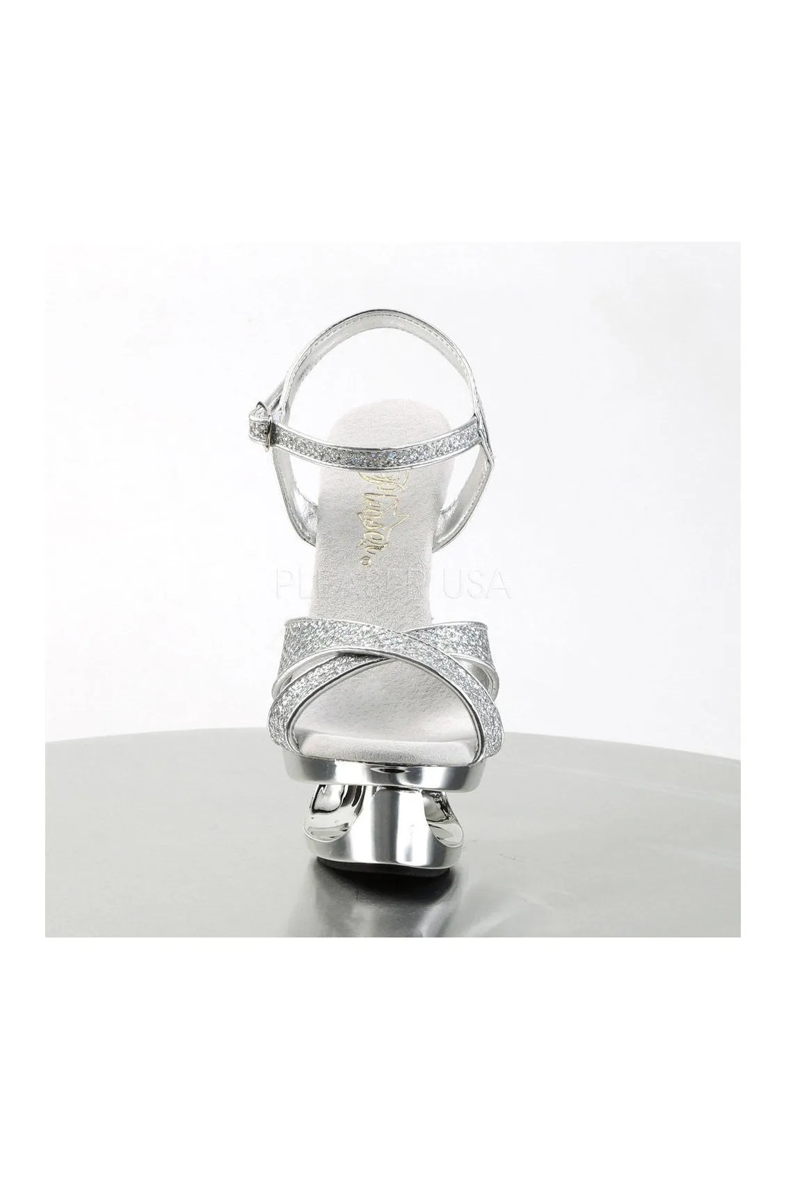 ECLIPSE-619G Platform Sandal  | Silver Glitter