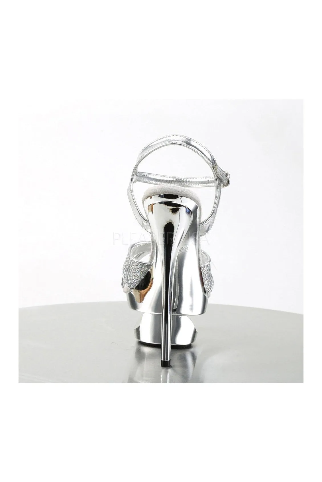 ECLIPSE-619G Platform Sandal  | Silver Glitter