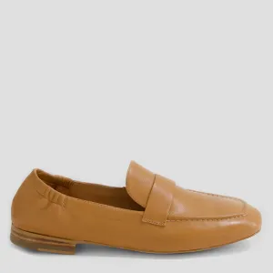 EFRAN W - DARK TAN LEATHER LOAFER FLATS